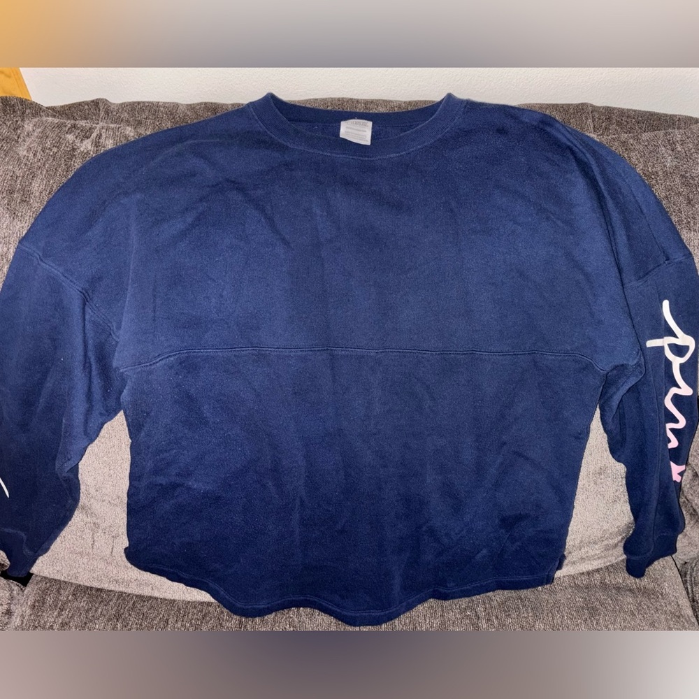 PINK Victoria’s Secret Sweatshirt Blue Long Sleeve Logo Lounge XS